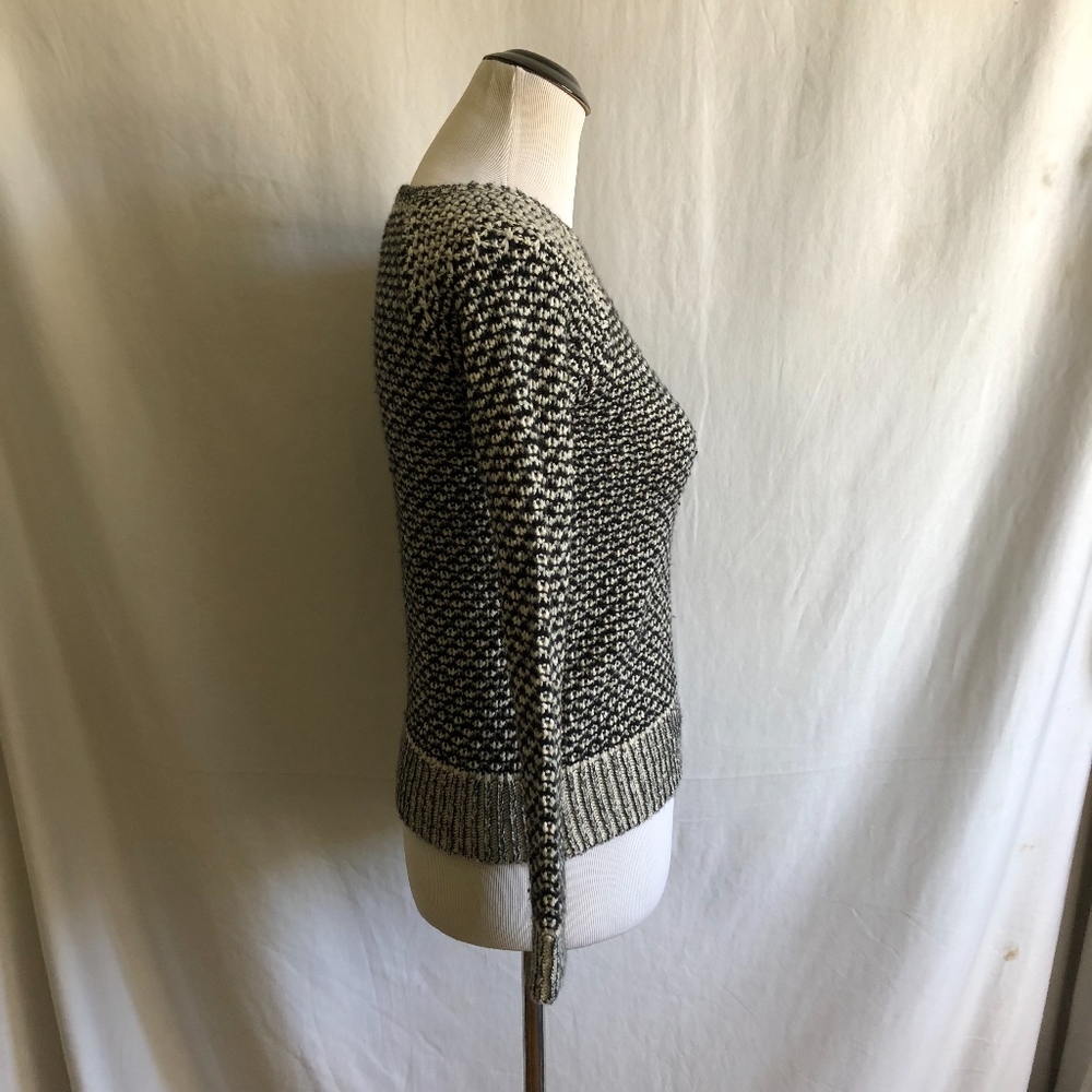 ANTHROPOLOGIE black+grey knitted crew neck sweater - Picture 4 of 6